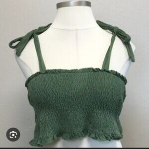 EARTHBOUND Olive Smocked Tank Top